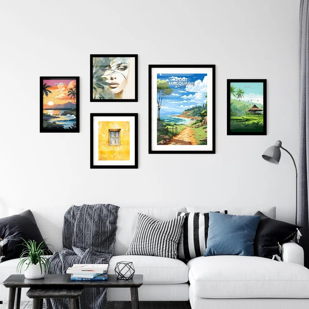 Colorful Port Macquarie Australia Beach Art Painting With Trees and Fence Default Title