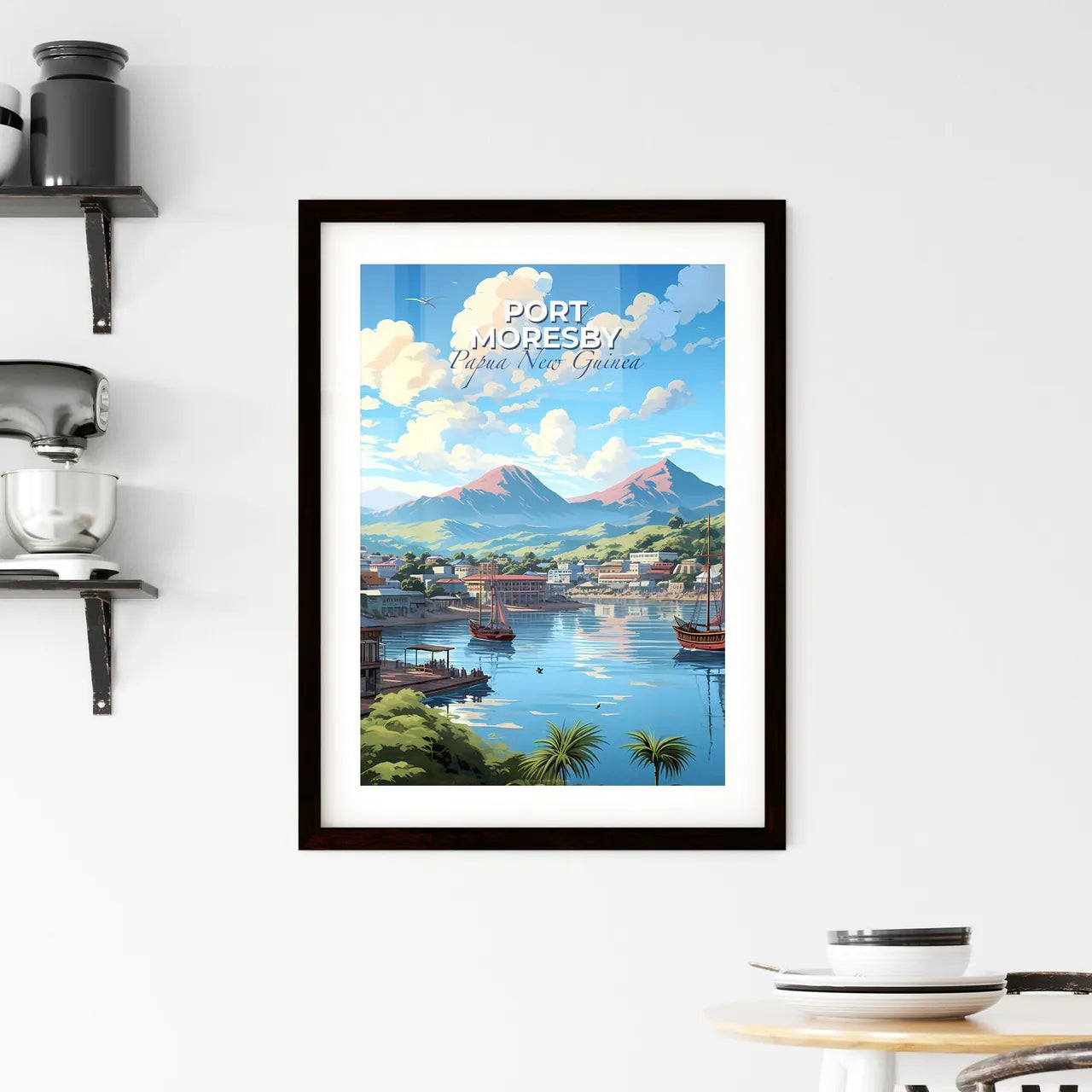 Port Moresby Papua New Guinea Cityscape Painting Skyline Art Boats Default Title