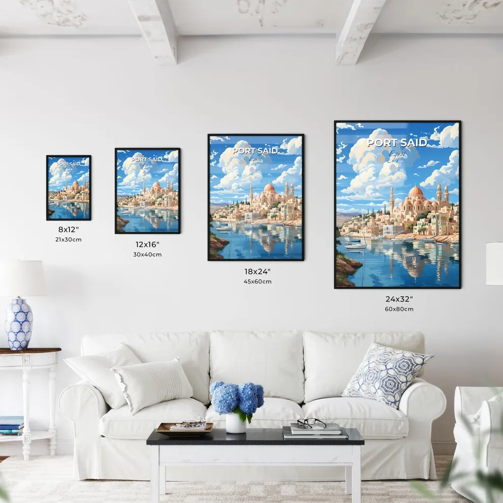 Port Said Egypt City Skyline Painting with Boats and Water Default Title