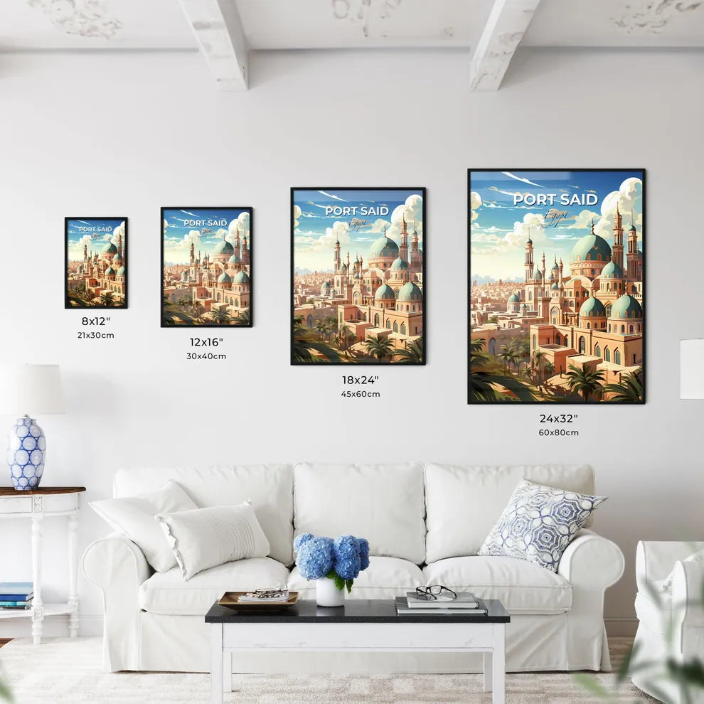 Port Said Egypt Skyline, Building, Domes, Towers, Painting, Art, Vibrant Default Title