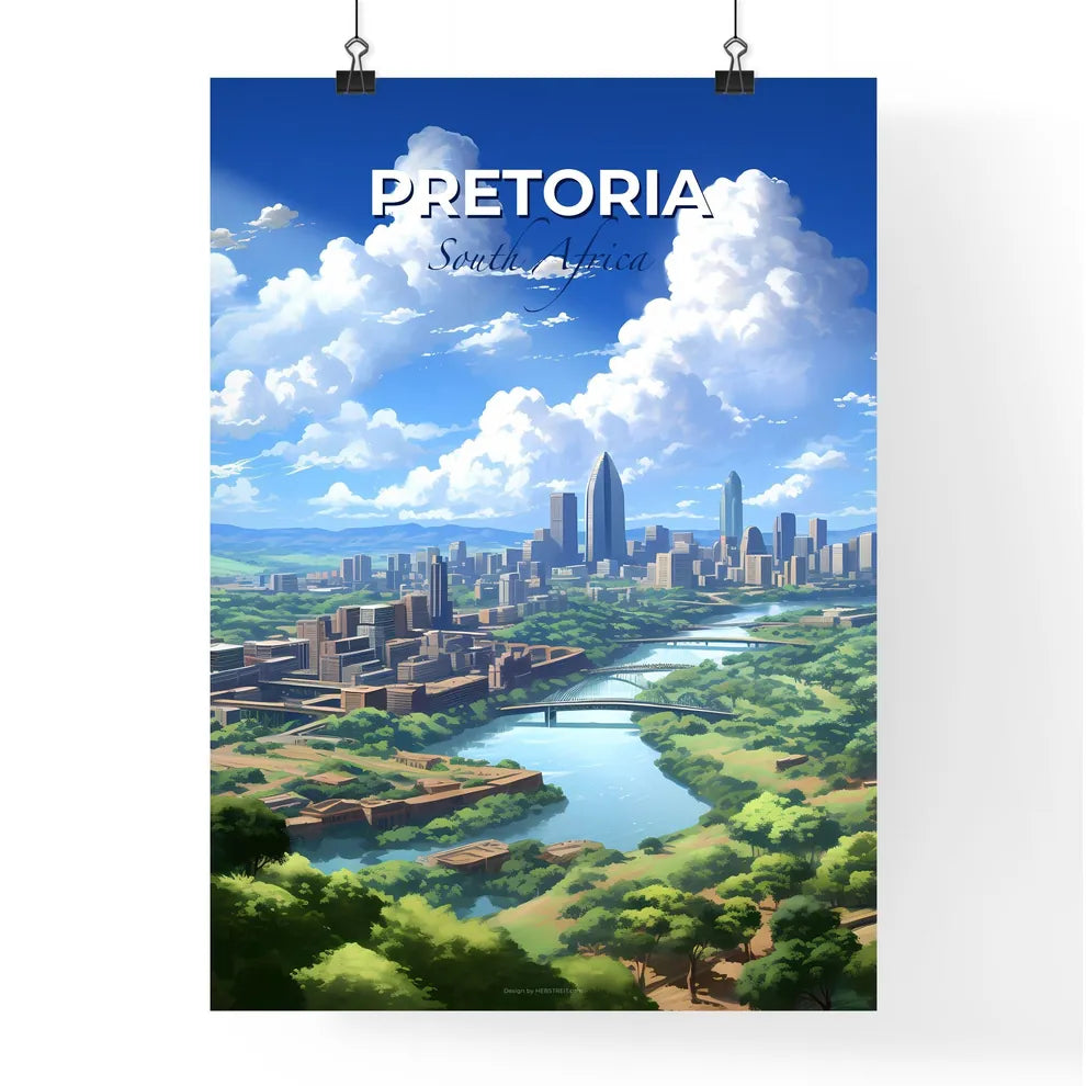 Pretoria Skyline City View African South Africa Painting Art Impressionism River Bridge Urban Architecture Default Title