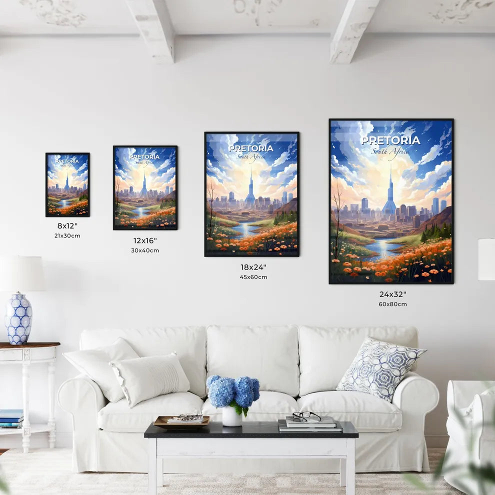 Vibrant City Skyline Landscape with Flowers Art Default Title