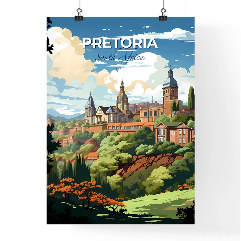 Vibrant Cityscape Art: Pretoria South Africa Skyline Landscape Painting Default Title