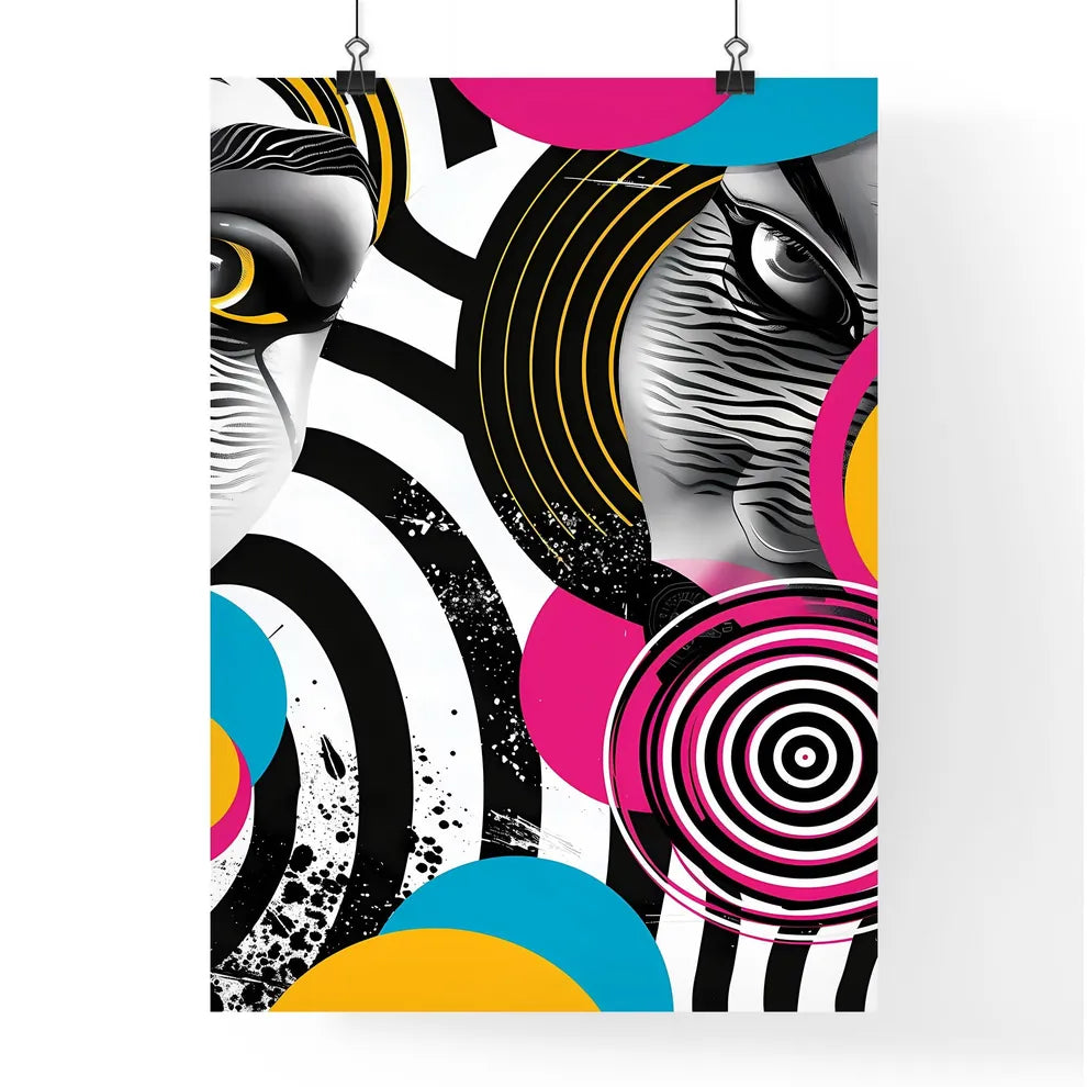 Abstract Art: Vibrant Geometric Design with Cyan Poster