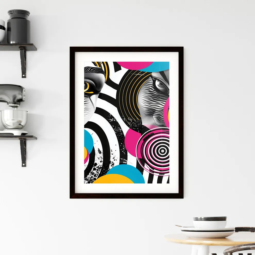 Abstract Art: Vibrant Geometric Design with Cyan Framed Print