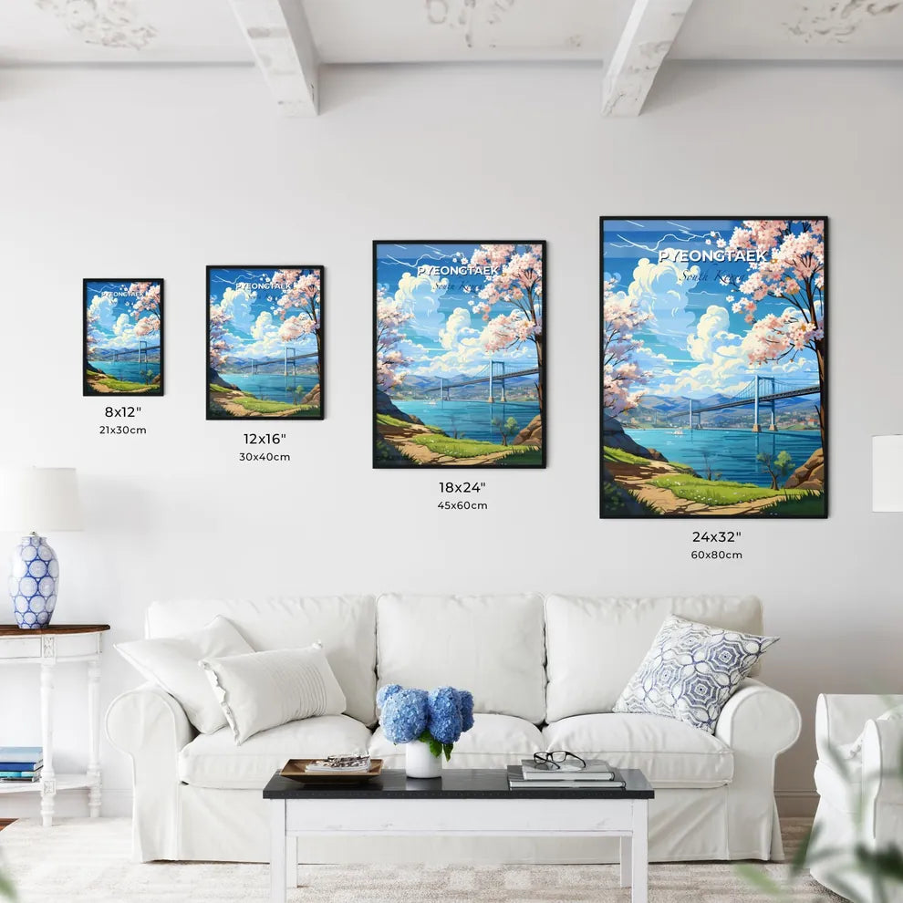 Modern Art Pyeongtaek South Korea Skyline Painting Seascape Sky City Bridge Trees Mountains Default Title