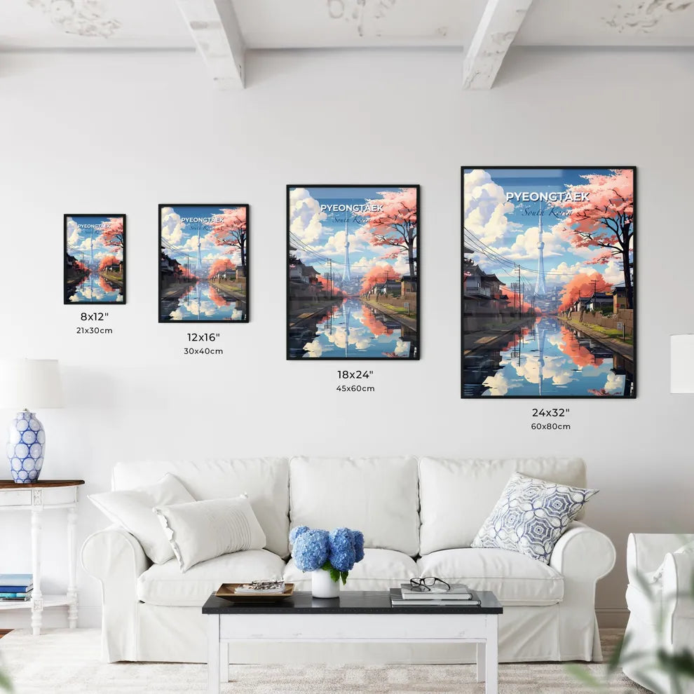 South Korea Urban Art Pyeongtaek Skyline with Canal and Tower Default Title