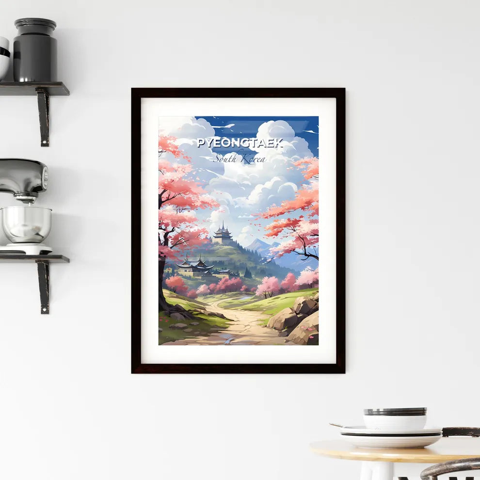 Colorful Cityscape Painting Featuring Pink Trees and Buildings in Pyeongtaek, South Korea Default Title