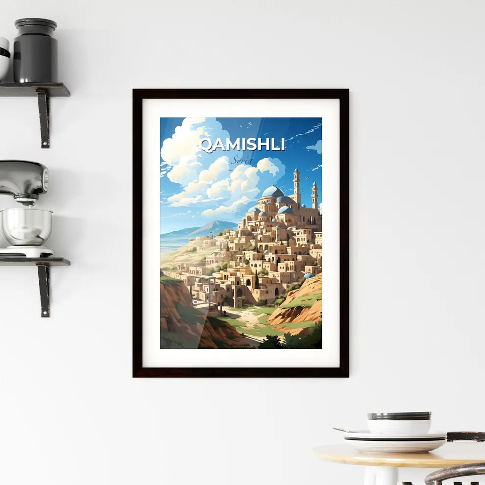 Qamishli, Syria Skyline - a cartoonish cityscape painting, focusing on the artistic style with a vibrant palette Default Title