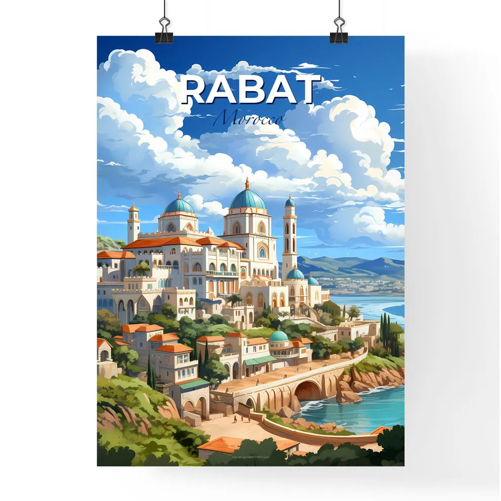 Rabat Morocco Skyline Vibrant Painting Architecture Hill Water Blue Sky Art Default Title
