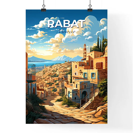 Colorful Cityscape Art Print - Rabat Morocco Skyline with Buildings and Trees Default Title