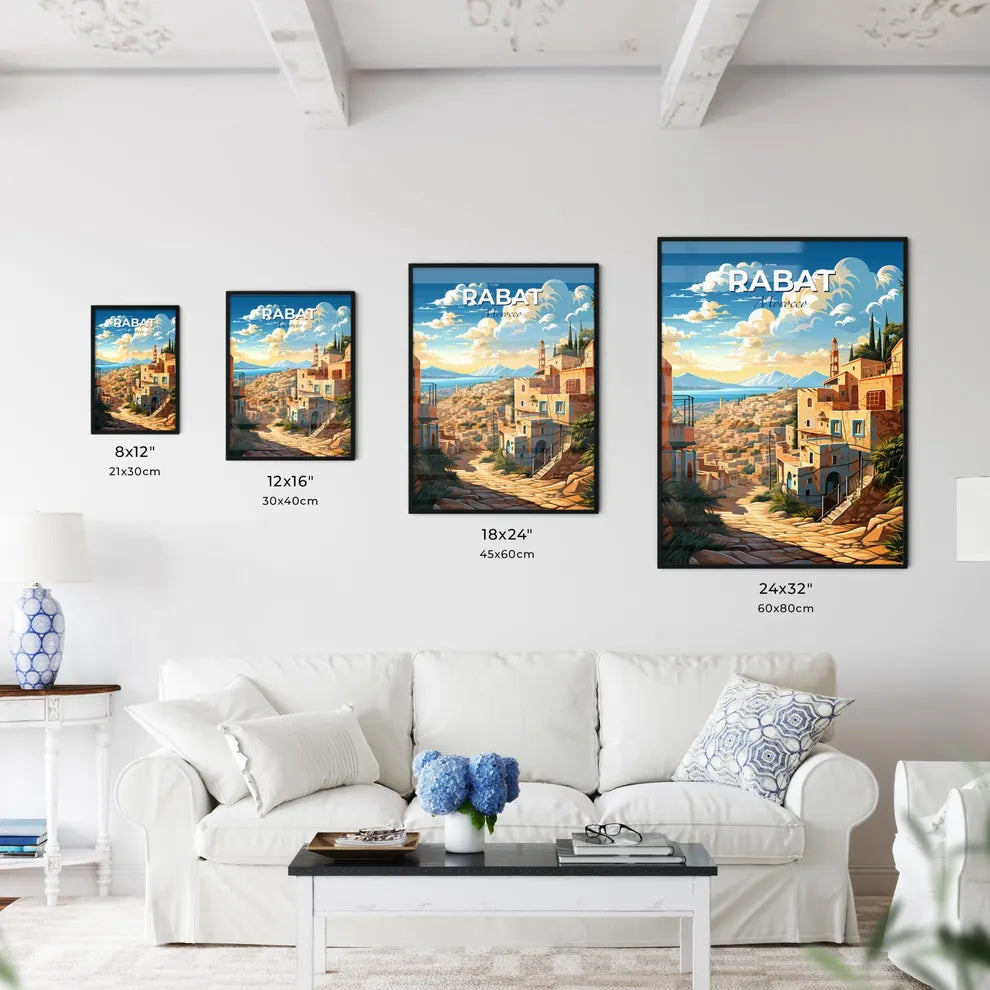 Colorful Cityscape Art Print - Rabat Morocco Skyline with Buildings and Trees Default Title