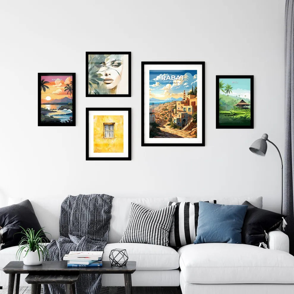 Colorful Cityscape Art Print - Rabat Morocco Skyline with Buildings and Trees Default Title