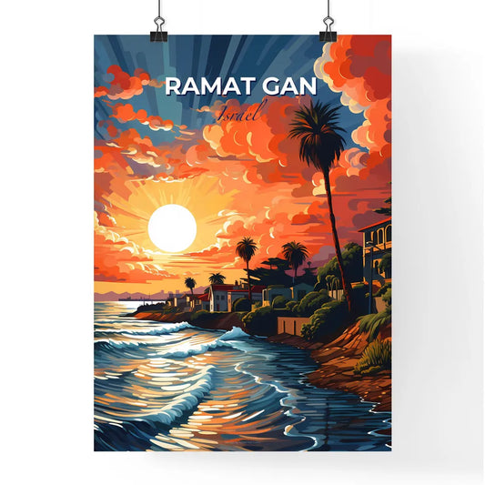 Vibrant Sunrise Canvas Painting: Ramat Gan Israel Cityscape at Sunset Default Title