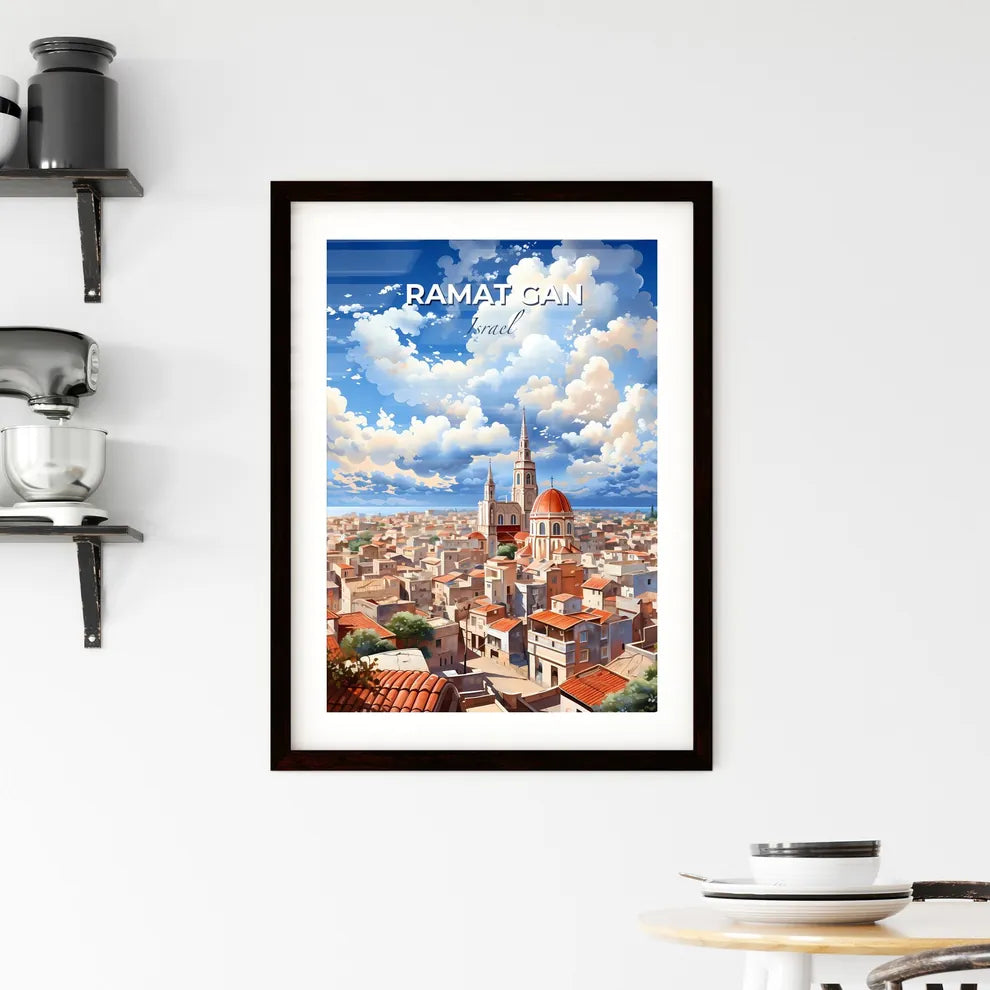 City Skyline Painting: Ramat Gan Israel Church Scene Vibrant Art Default Title