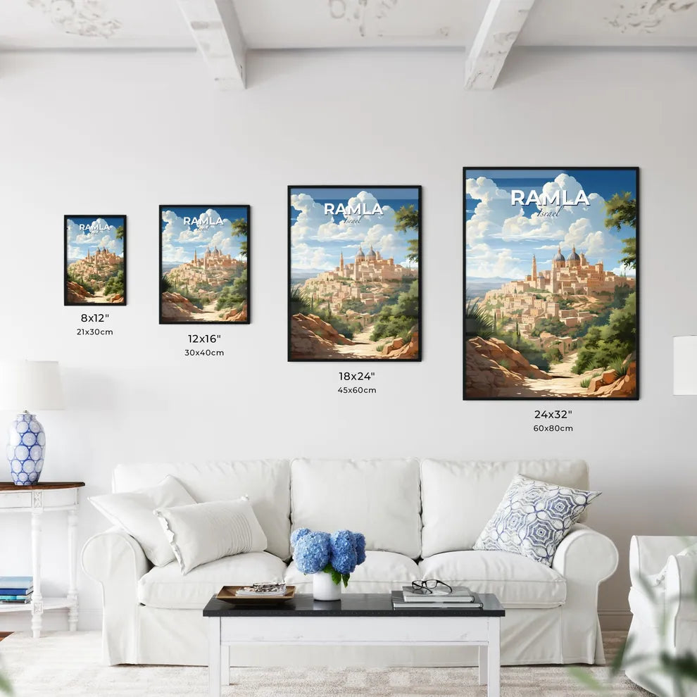 Vibrant Art City Skyline Ramla Israel Painting Hilltop View Cityscape Default Title