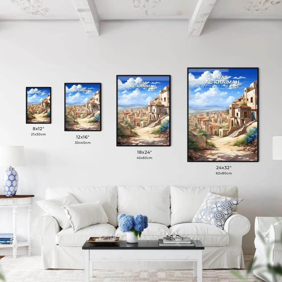 Colorful Artistic Painting of Ras Al Khaimah Village Skyline, United Arab Emirates Default Title