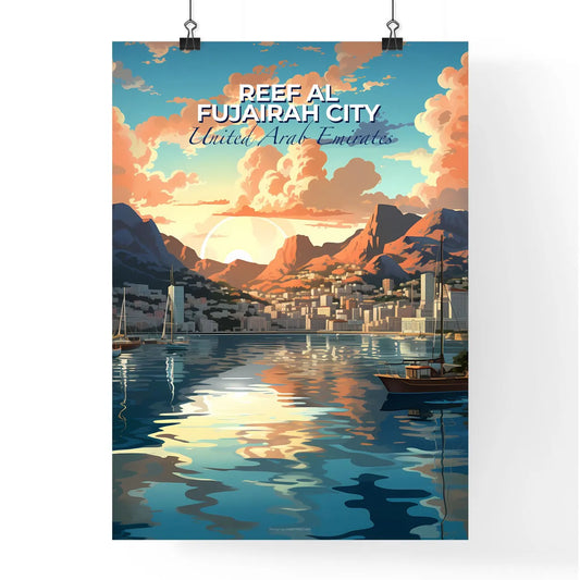 City Skyline Painting Art with Focus on Boats on Water in Al Fujairah City United Arab Emirates Default Title