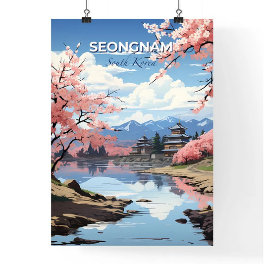 Serene Pink Blossom Lake and City Panorama, South Korea Skyline Default Title