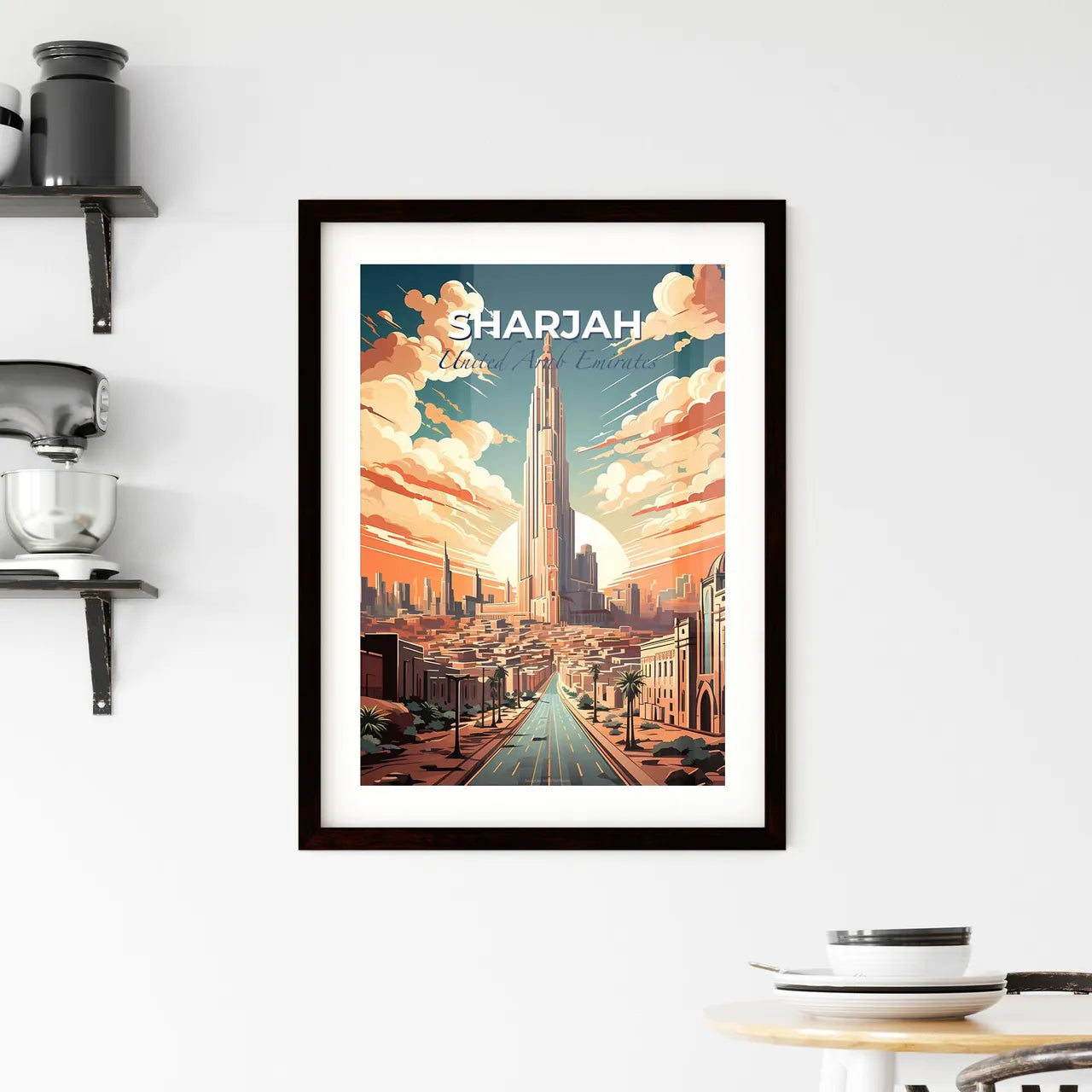 Sharjah City Skyline Panorama Canvas Painting Art Print Urban Architecture United Arab Emirates Default Title