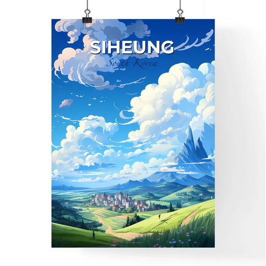 Colorful Art Painting of Siheung South Korea City Skyline with Mountains Default Title