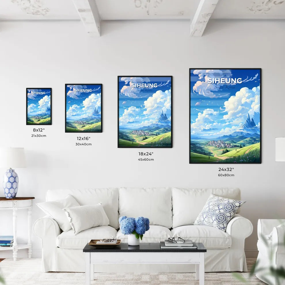 Colorful Art Painting of Siheung South Korea City Skyline with Mountains Default Title