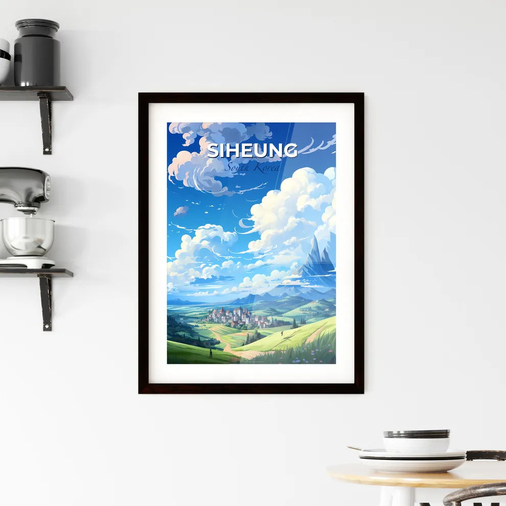 Colorful Art Painting of Siheung South Korea City Skyline with Mountains Default Title