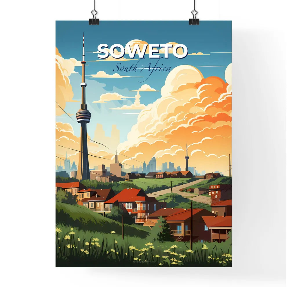 Impressionistic Soweto South Africa Cityscape with Tower and Vivid Painted Style City Skyline Default Title