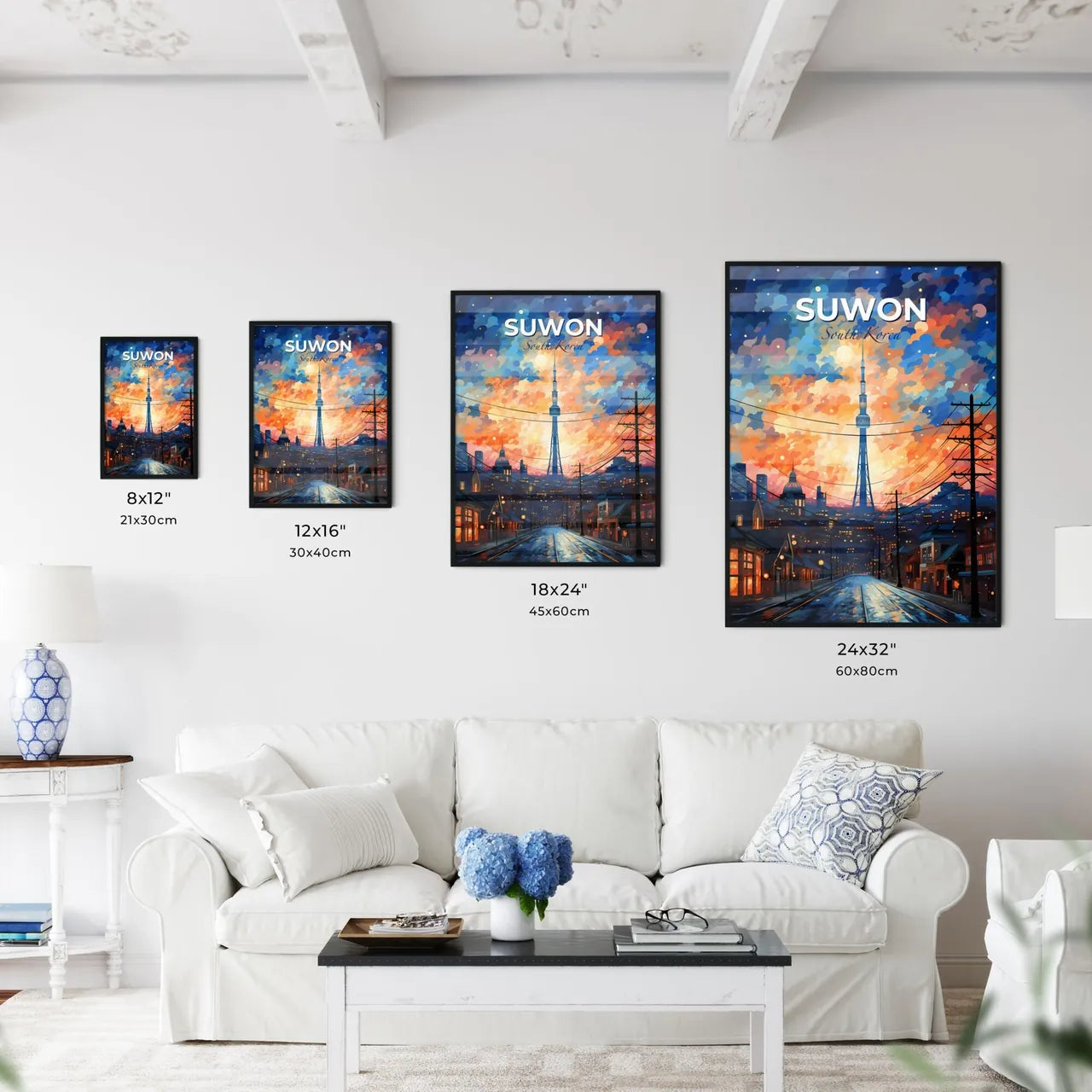 Vibrant Street Painting Skyline Tower Suwon South Korea Art Default Title