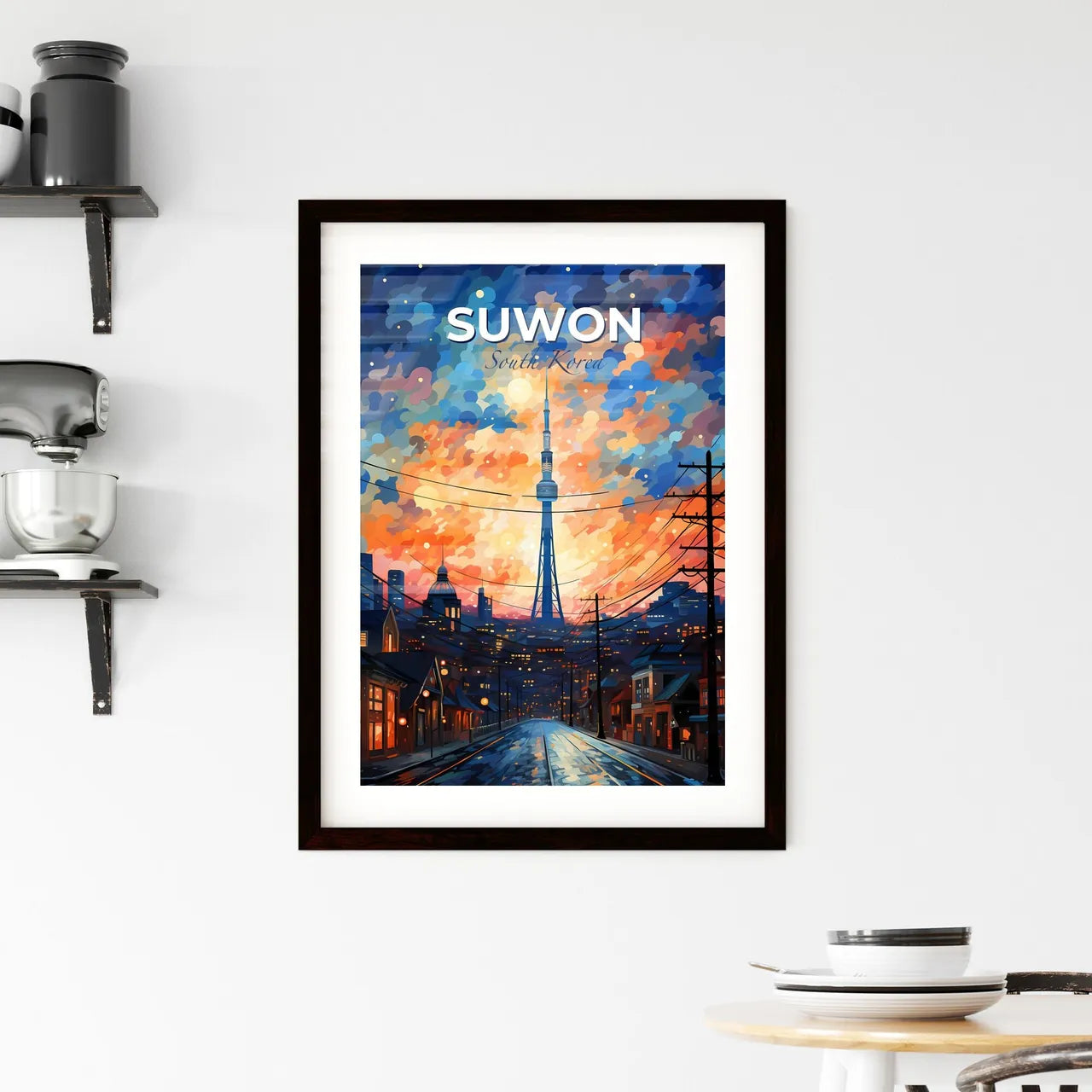 Vibrant Street Painting Skyline Tower Suwon South Korea Art Default Title