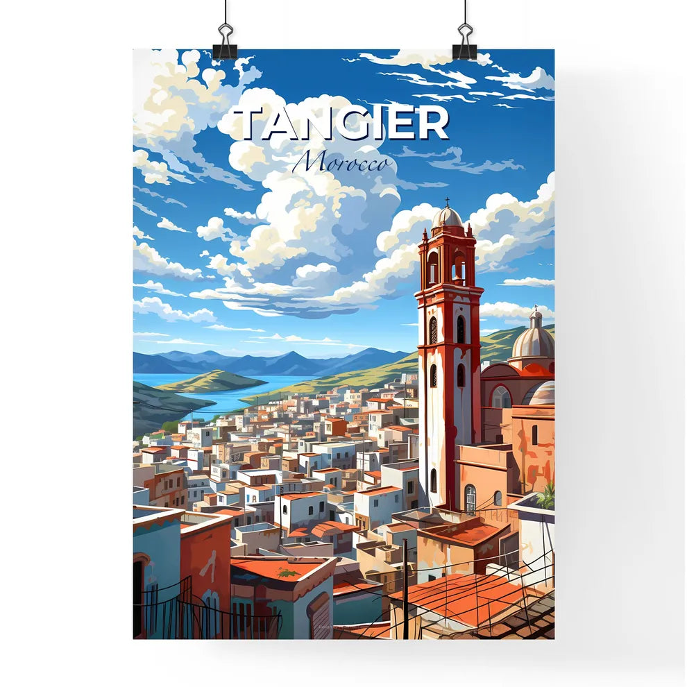 Vibrant Painting of Tangier Morocco Skyline City Tower Buildings Art Canvas Default Title