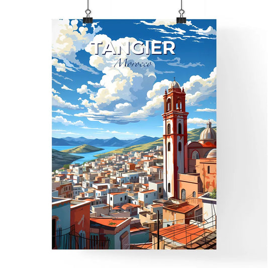 Vibrant Painting of Tangier Morocco Skyline City Tower Buildings Art Canvas Default Title