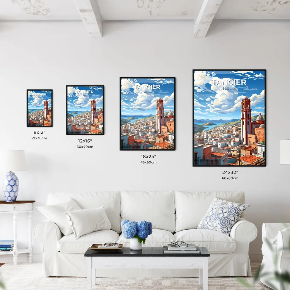 Vibrant Painting of Tangier Morocco Skyline City Tower Buildings Art Canvas Default Title