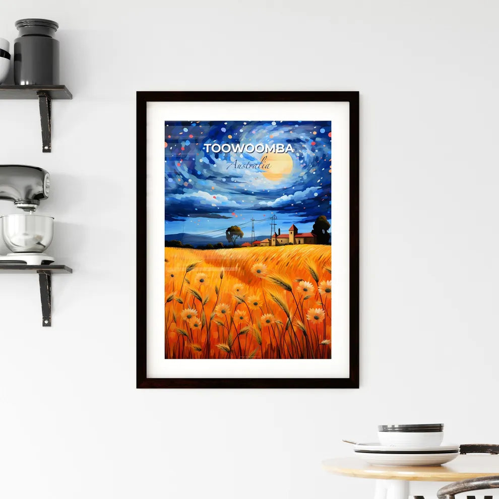 Wheat Field Landscape Painting with Toowoomba City Skyline in Background Default Title