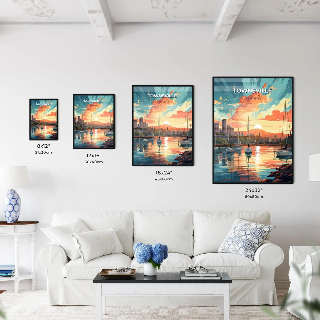 Townsville Skyline Painting - Vibrant Australia City Panorama with Mountain View Default Title