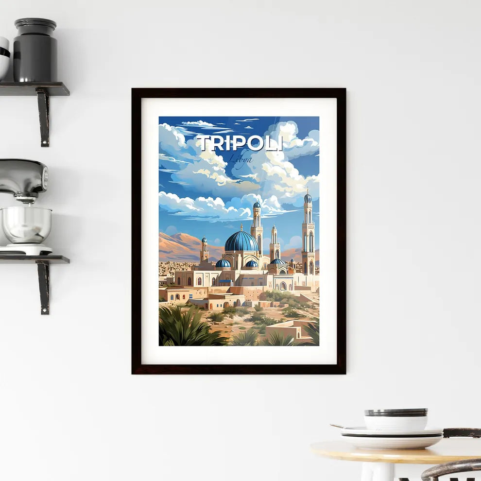 Colorful Abstract Tripoli Libya Cityscape Painting with Blue Domes and Desert Landscape Default Title