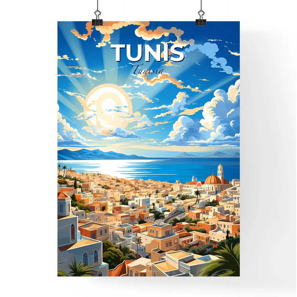 Vibrant Painting of Tunis Tunisia Skyline Depicting the City's Connection to Water Default Title
