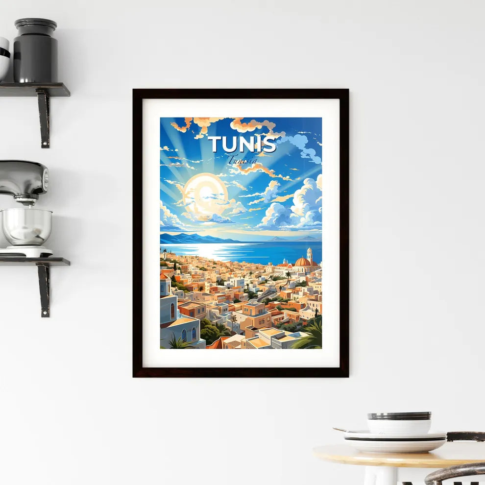 Vibrant Painting of Tunis Tunisia Skyline Depicting the City's Connection to Water Default Title
