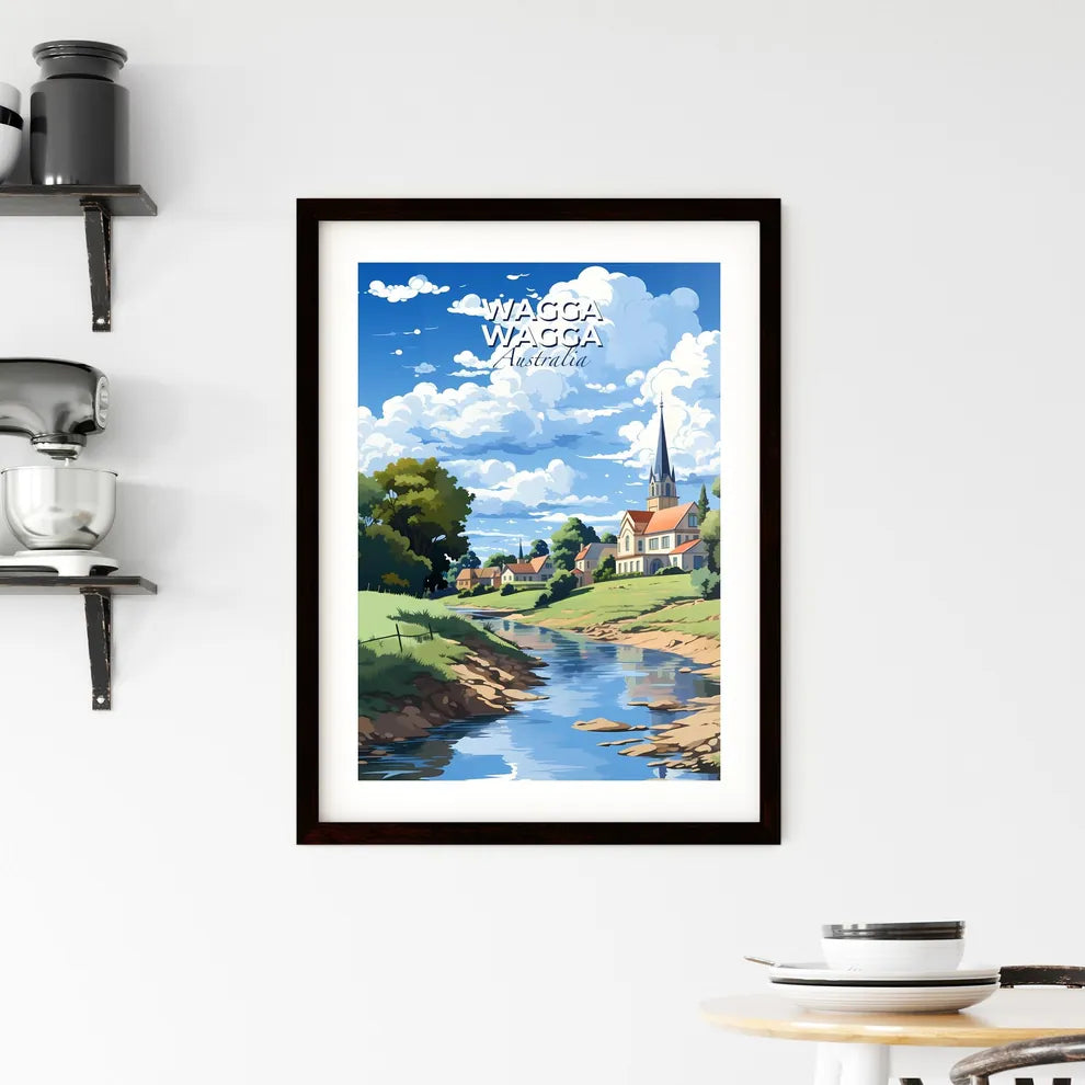 Surrealist Painting of River Landscape in Wagga Wagga Australia Village Default Title