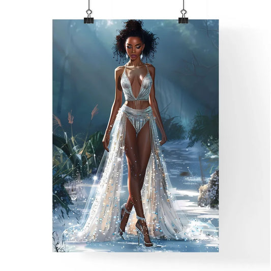 Ethereal Art Deco Lady in Watercolor Poster