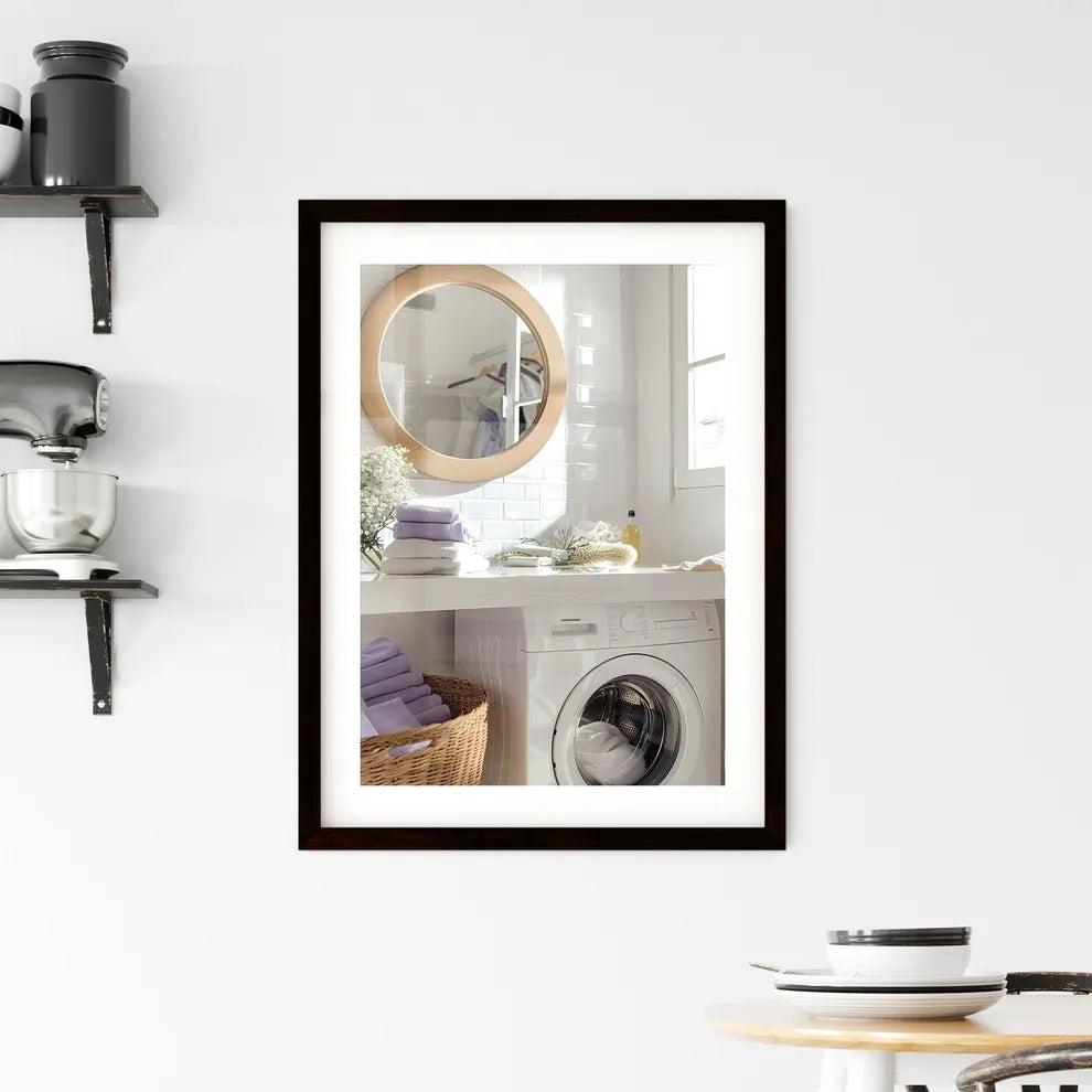 Light purple contemporary laundry room with  Framed Print