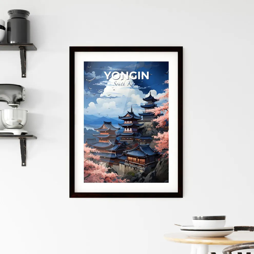 Yongin South Korea Skyline Painting Mountain Temple Vibrant Art Default Title