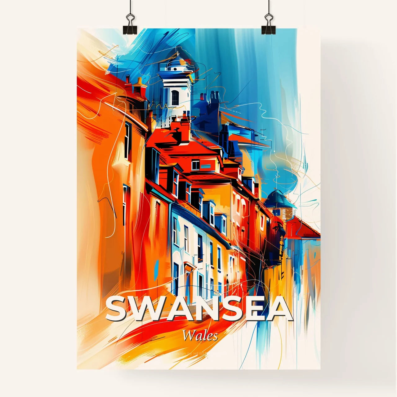 Vibrant Swansea, Wales Poster