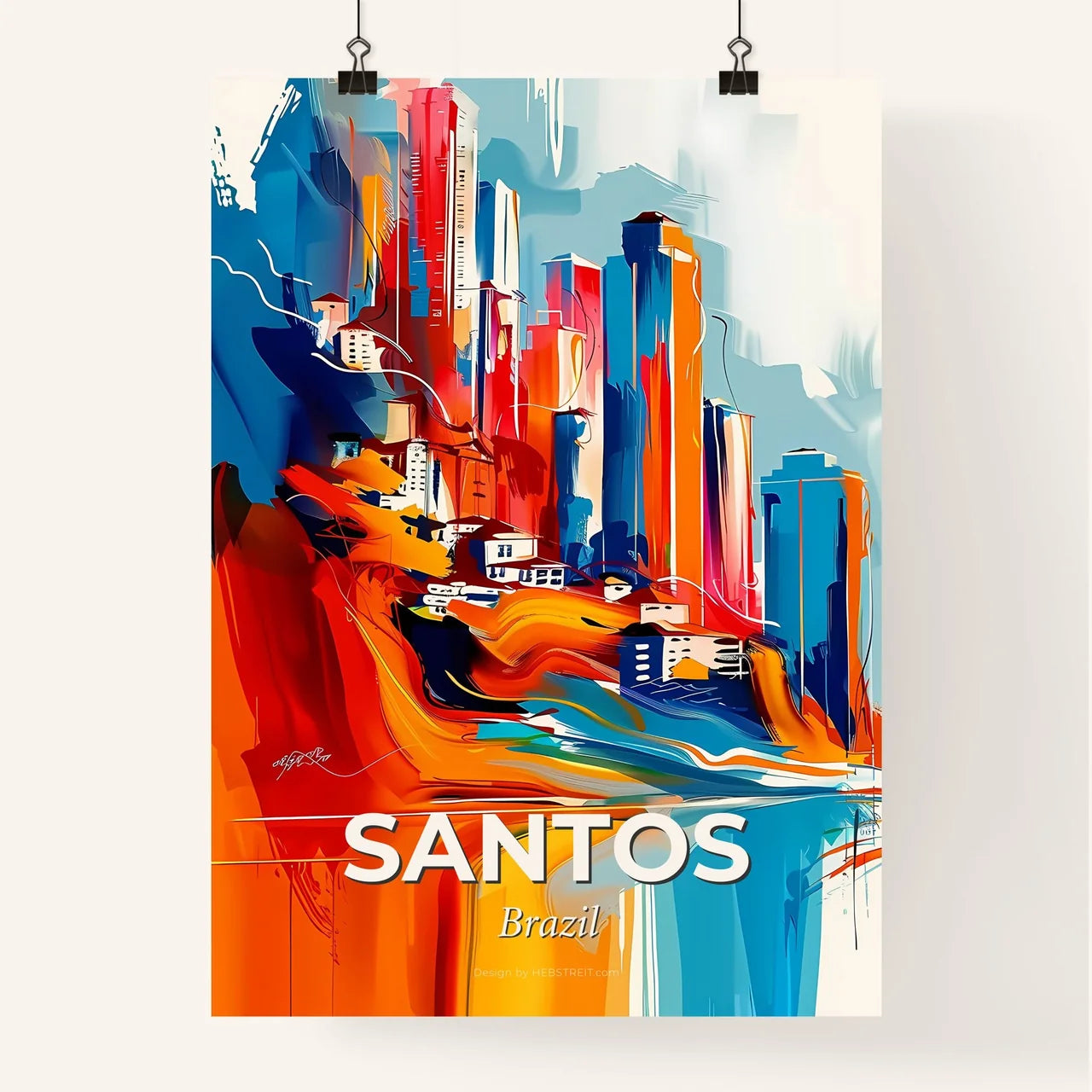 Vibrant Santos, Brazil Poster