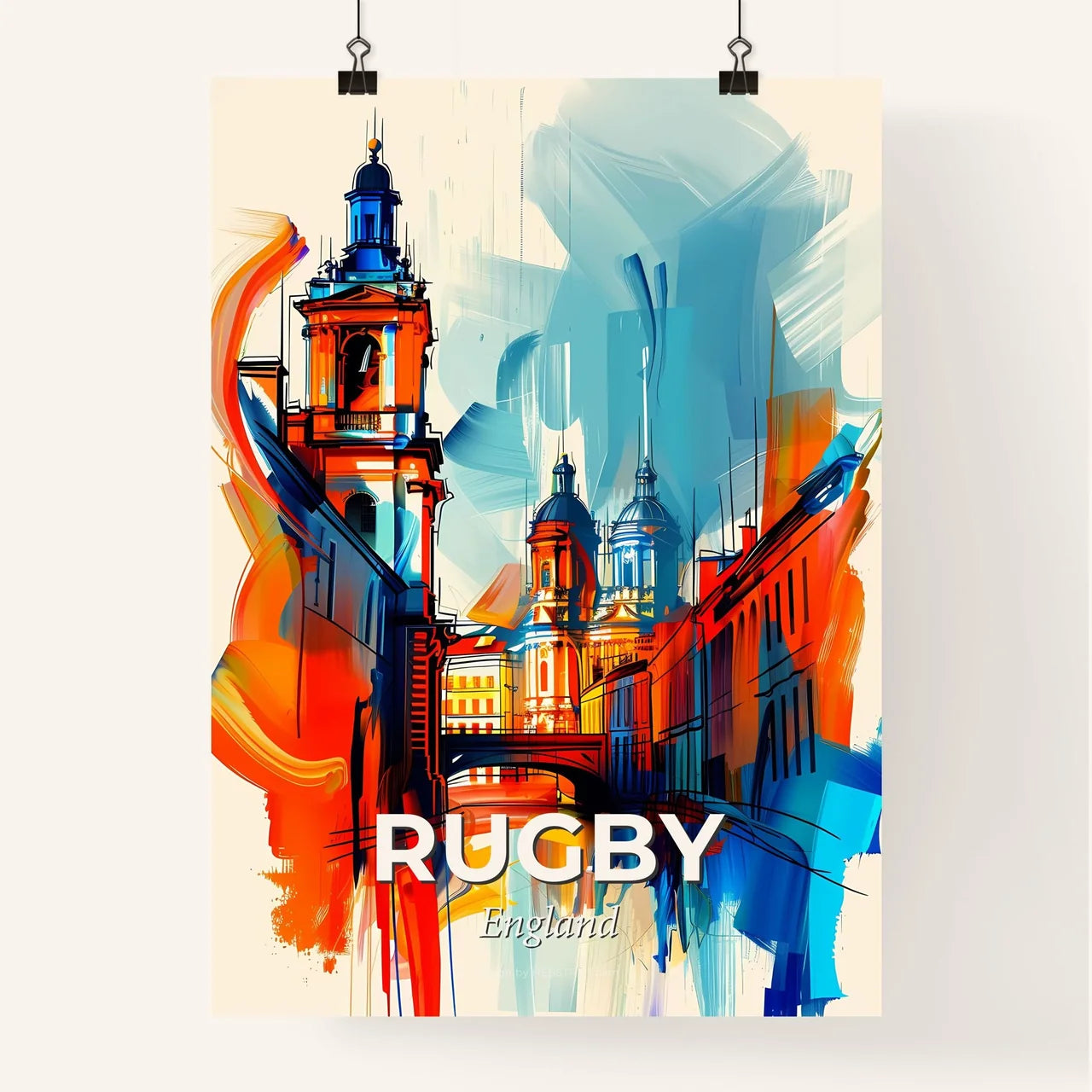 Vibrant Rugby, England Poster