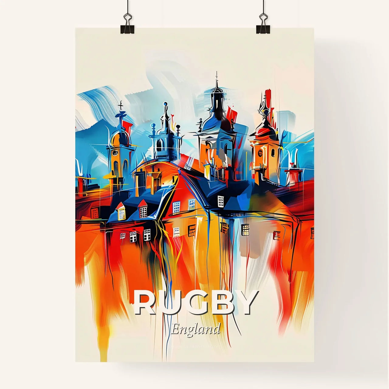 Vibrant Rugby, England Poster