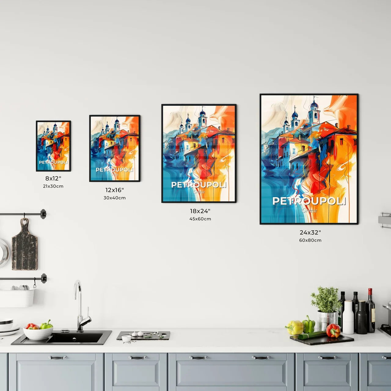Vibrant Petroupoli, Greece Kitchen Art