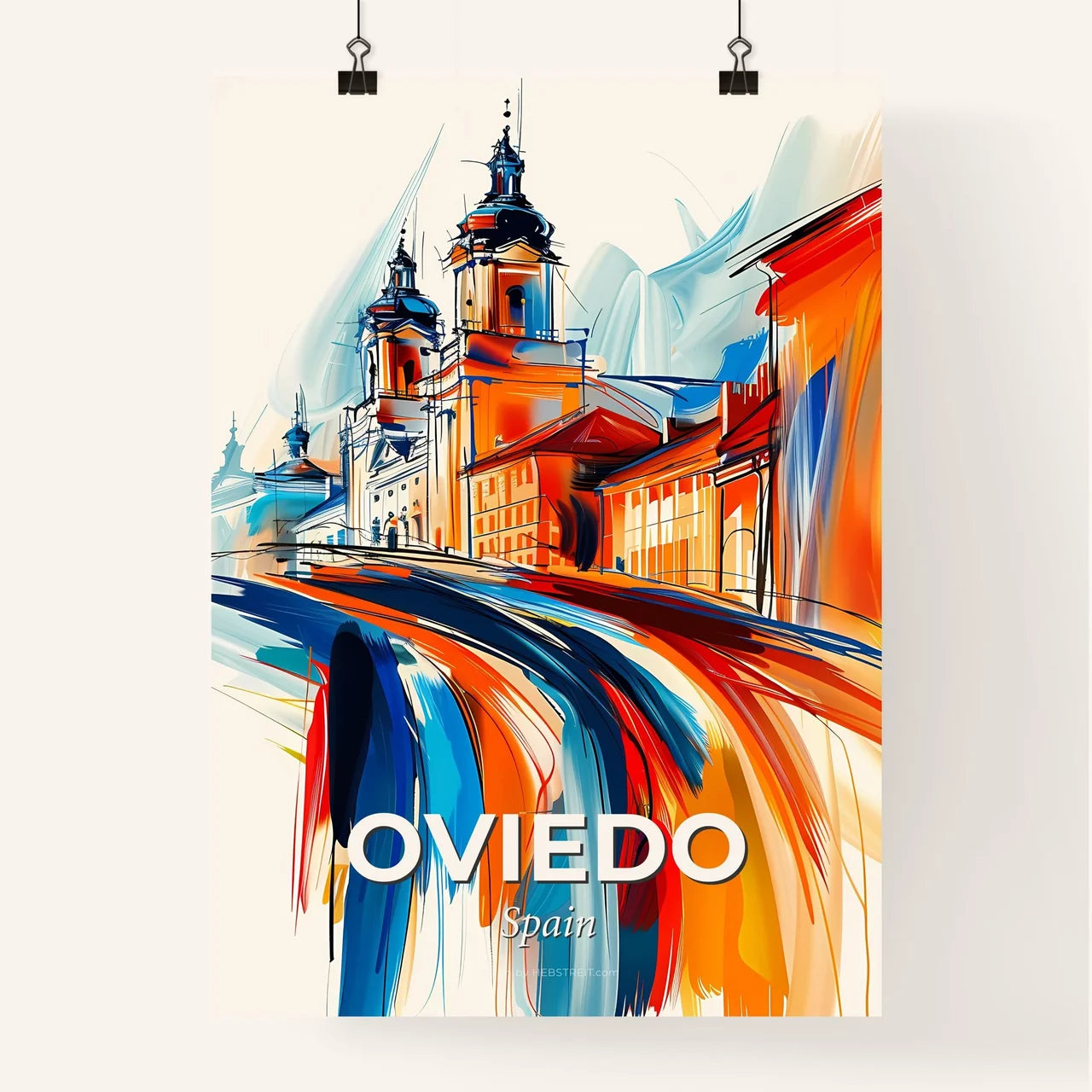 Vibrant Oviedo, Spain Poster