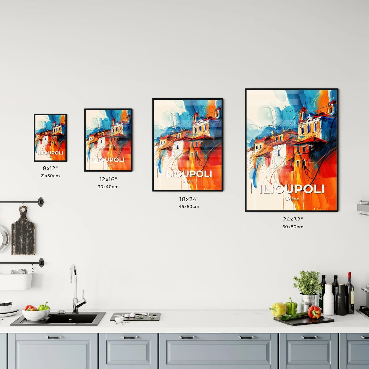 Vibrant Ilioupoli, Greece Kitchen Art