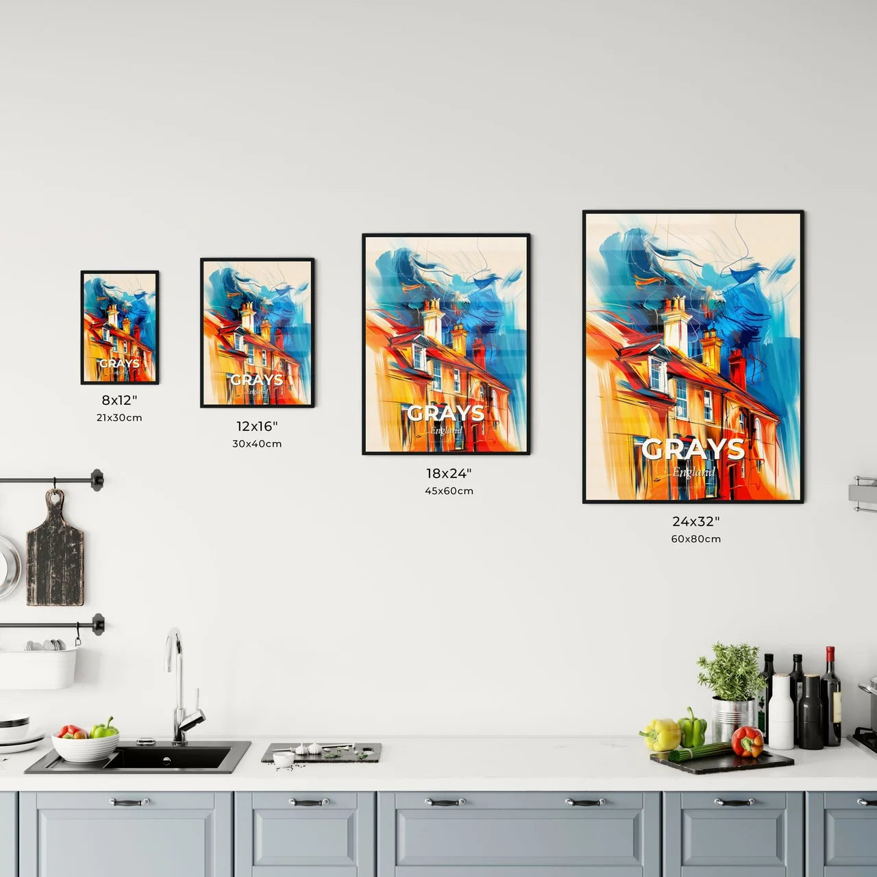 Vibrant Grays, England Kitchen Art